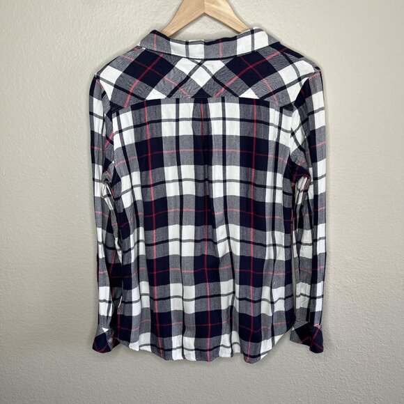 Rails Womens Hunter Plaid Blue Blue White Button Down Soft Flannel Shirt Large - Picture 7 of 12